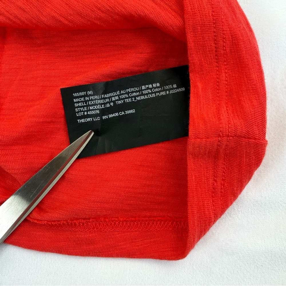 THEORY Tiny Tee Short Sleeve Slub Crewneck in Poppy Red Size Medium (NWT) - Picture 8 of 8